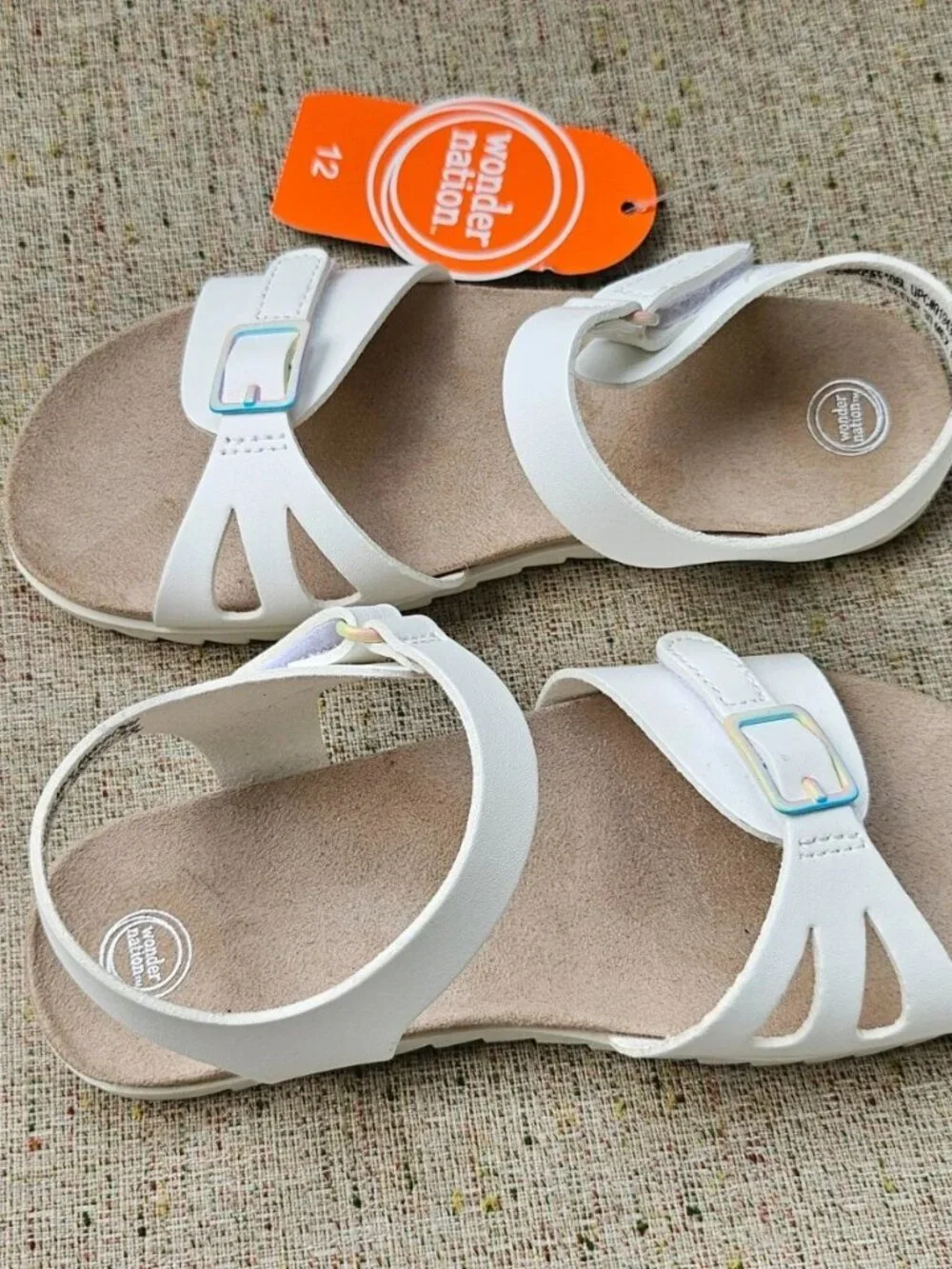 Wonder nation Kid Girl Sandal White Faux Vegan Leather Shoe Size 12USA 30EU NWT